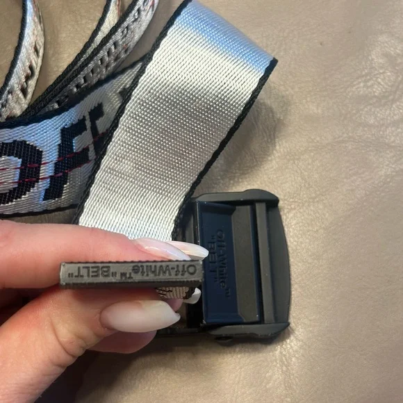 Authentic OFF-WHITE White Industrial Belt Long 200cm Black Hardware Made Italy - Picture 4 of 9